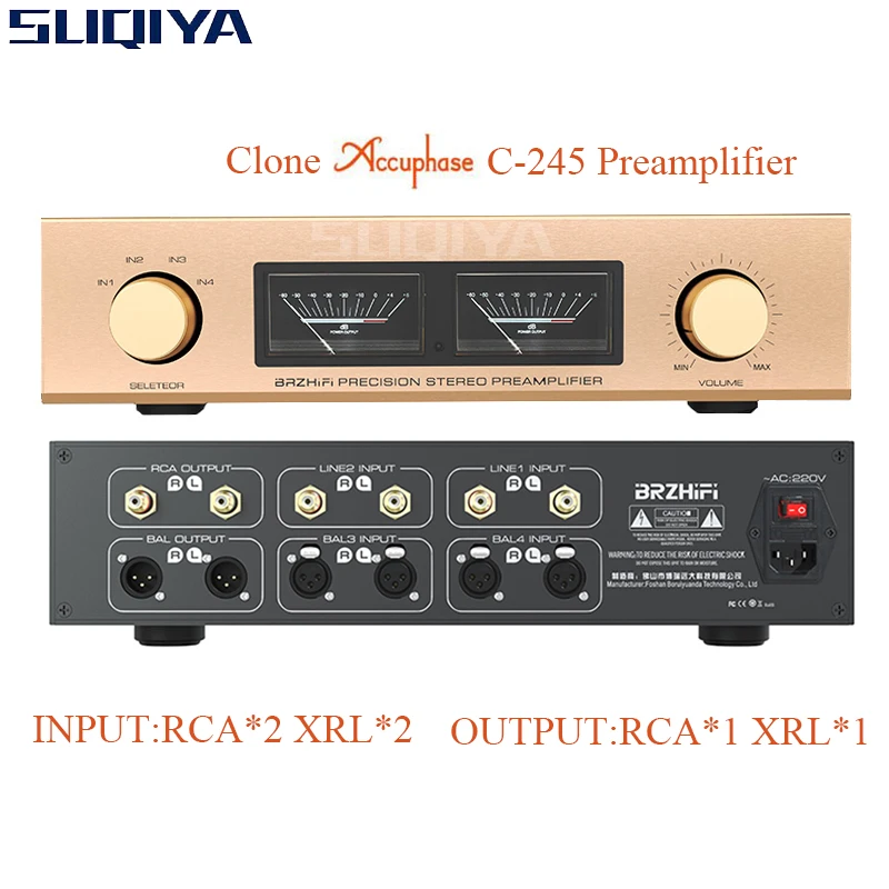Suqiya-Replica Ackuphase C-245 Obvod Plne vyvážená predzosilňovač horúčky HIFI s diaľkovým ovládaním VU Meter RCA XRL Vstupný výstup