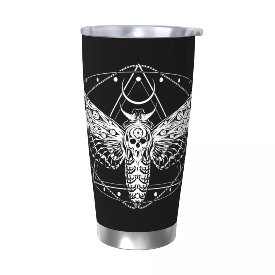 Surreal Death Moth Tumbler Vákuum izolované ticho jahňacích goth tepelných pohárov z nehrdzavejúcej ocele Škola fľaša na vodu, 20oz