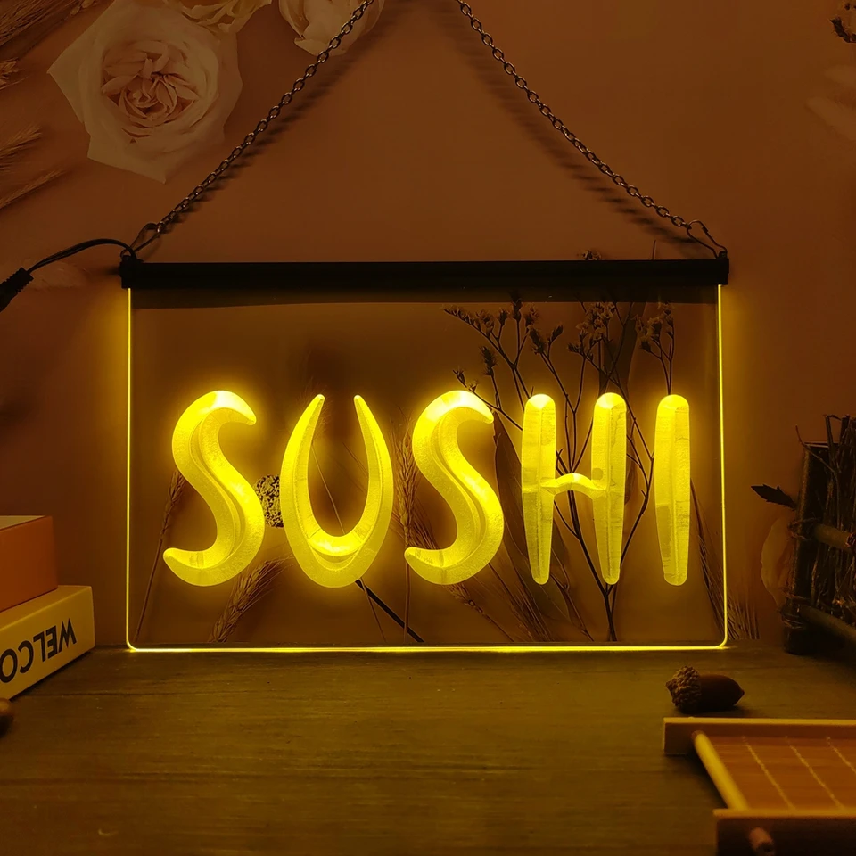 Sushi Bar Japan Displace Display Led Neon Sign-3D Castrving Wall Art pre dom, izbu, spálňu, kanceláriu, dekor statku