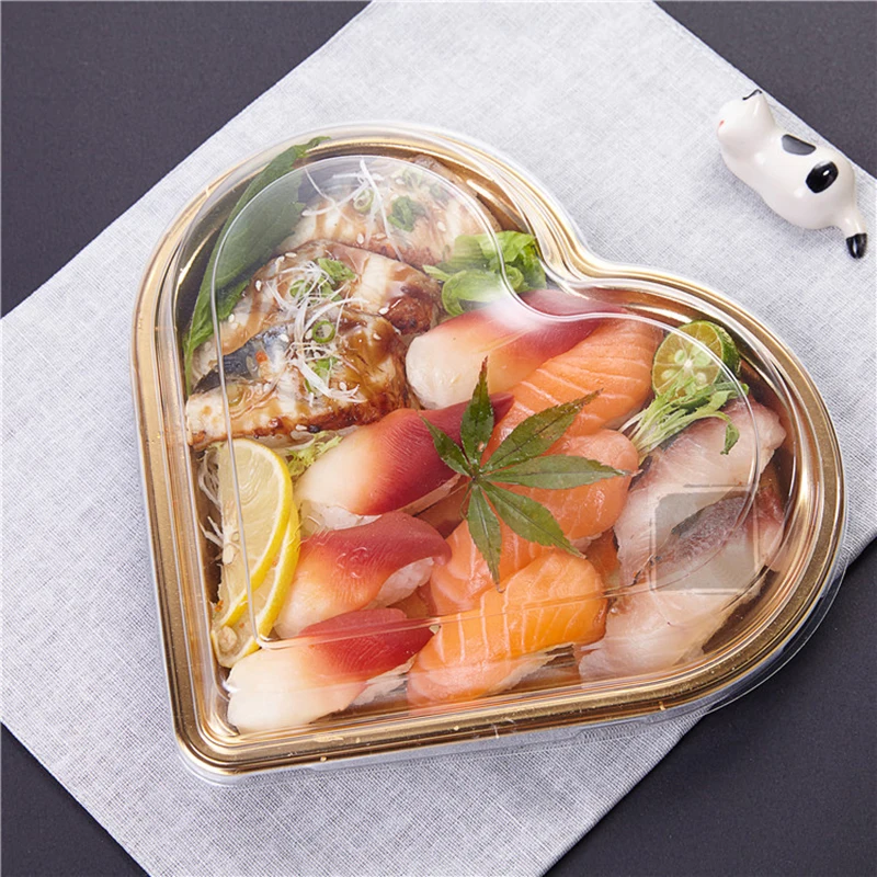 Sushi Box sashimi tanier na tvare srdca Sashimi Platter na jednorázové krabičky s jedlom Dodávka Potravina Potravina PS Šalátový misa Rýchle občerstvenie