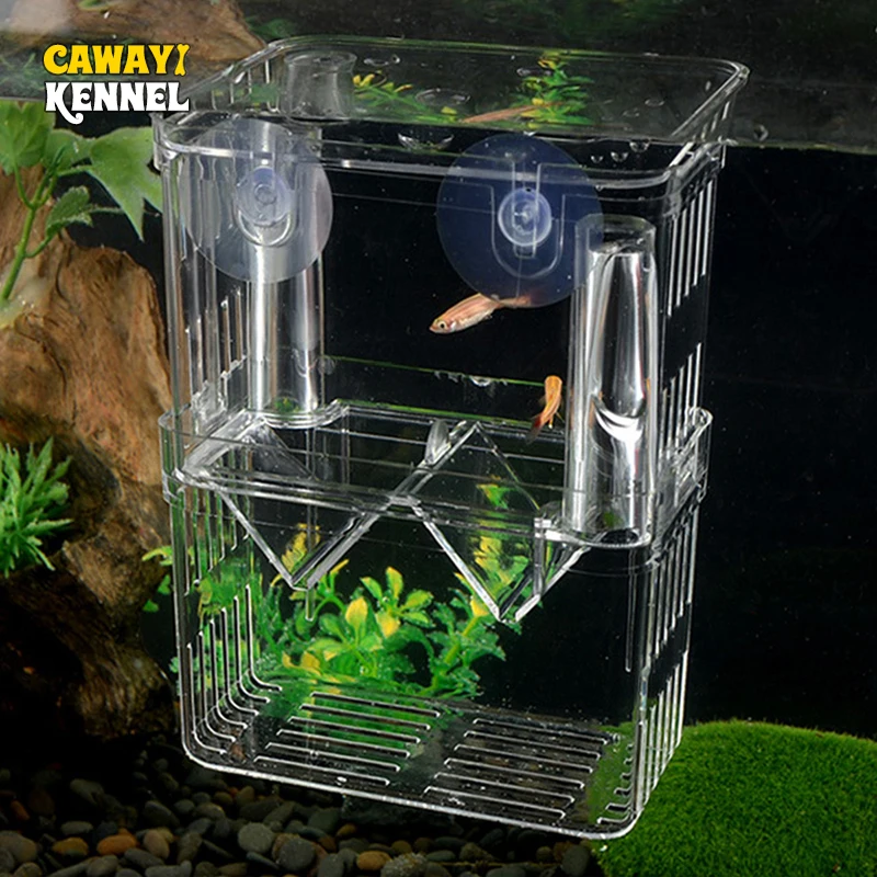 Suspendovaný multifunkčný guppy šľachtenie Fish Tank Acryl Izolation Box Malé veľké neresiace poklopy Malé poter Fish D9179