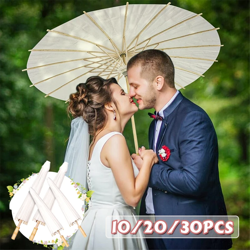 Svadobná strana uprednostňovaná papier Parasol bambusový dáždnik 6/10 biely čínsky papier dáždnik svadobná sprchova