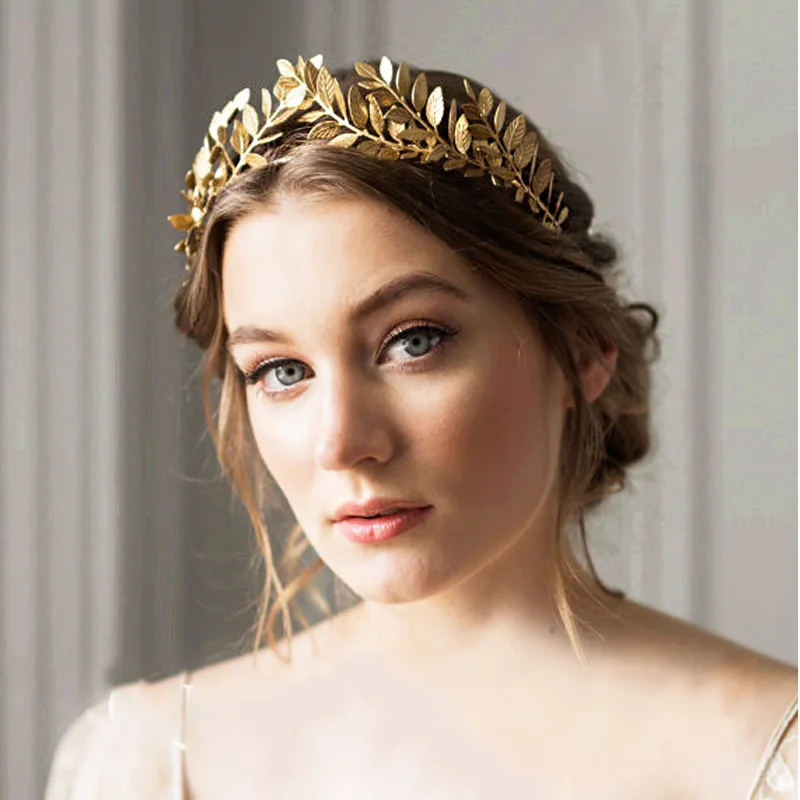 Svadobná strana v štýle listu Svadobná Koruna Svadobný diadém Vintage nevesta Hair Hoop Golden/Sliver nevesta