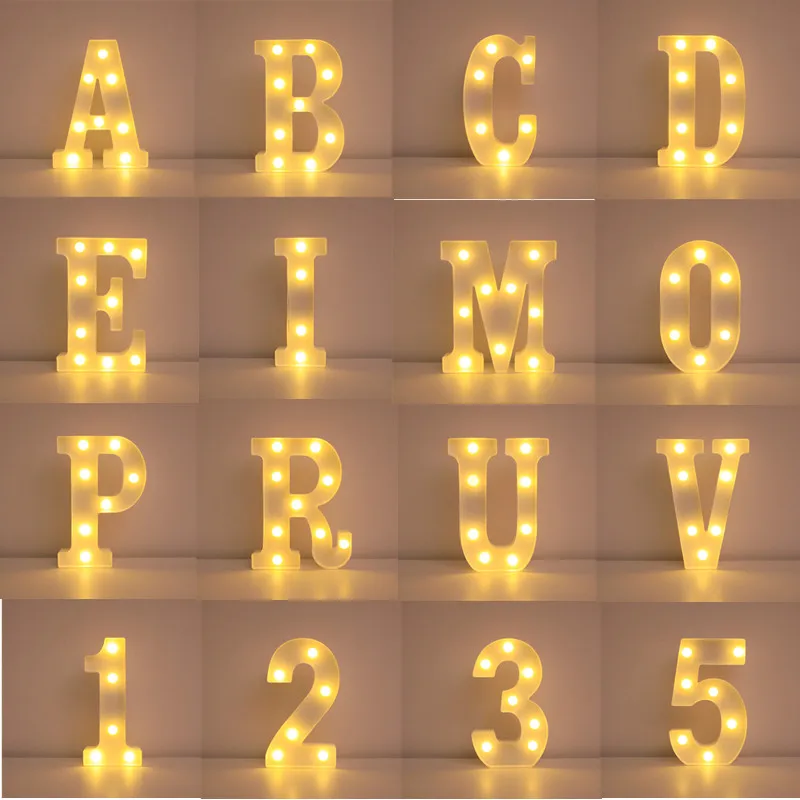 Svadobné dekoratívne meno Listy abeceda Lety LED svetlá LIMINUME NIME LAMP NOCE LIGHT PARTY DEADROM DECORÁCIA DOMOC