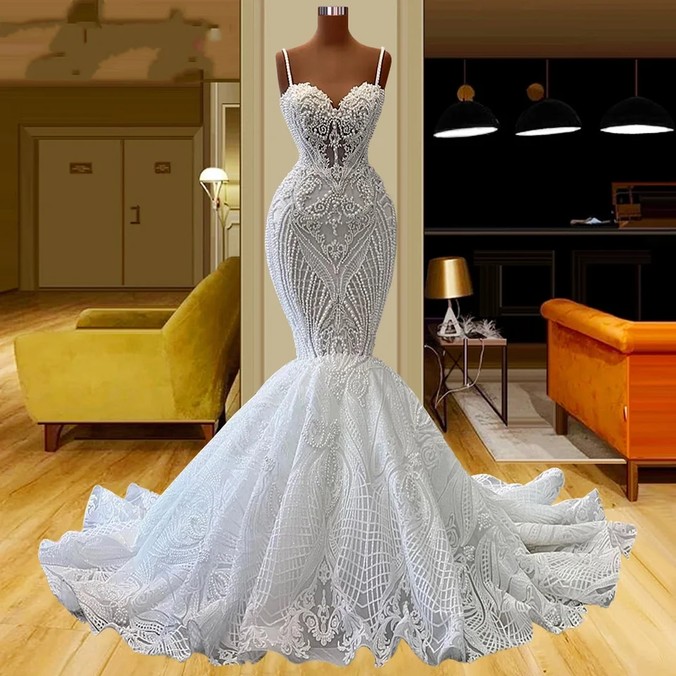 Svadobné šaty čipky Panelové špagety špagety popruhy zlatíčko Sparkle Svadobné šaty elegantné rúcho de mariée zásnub