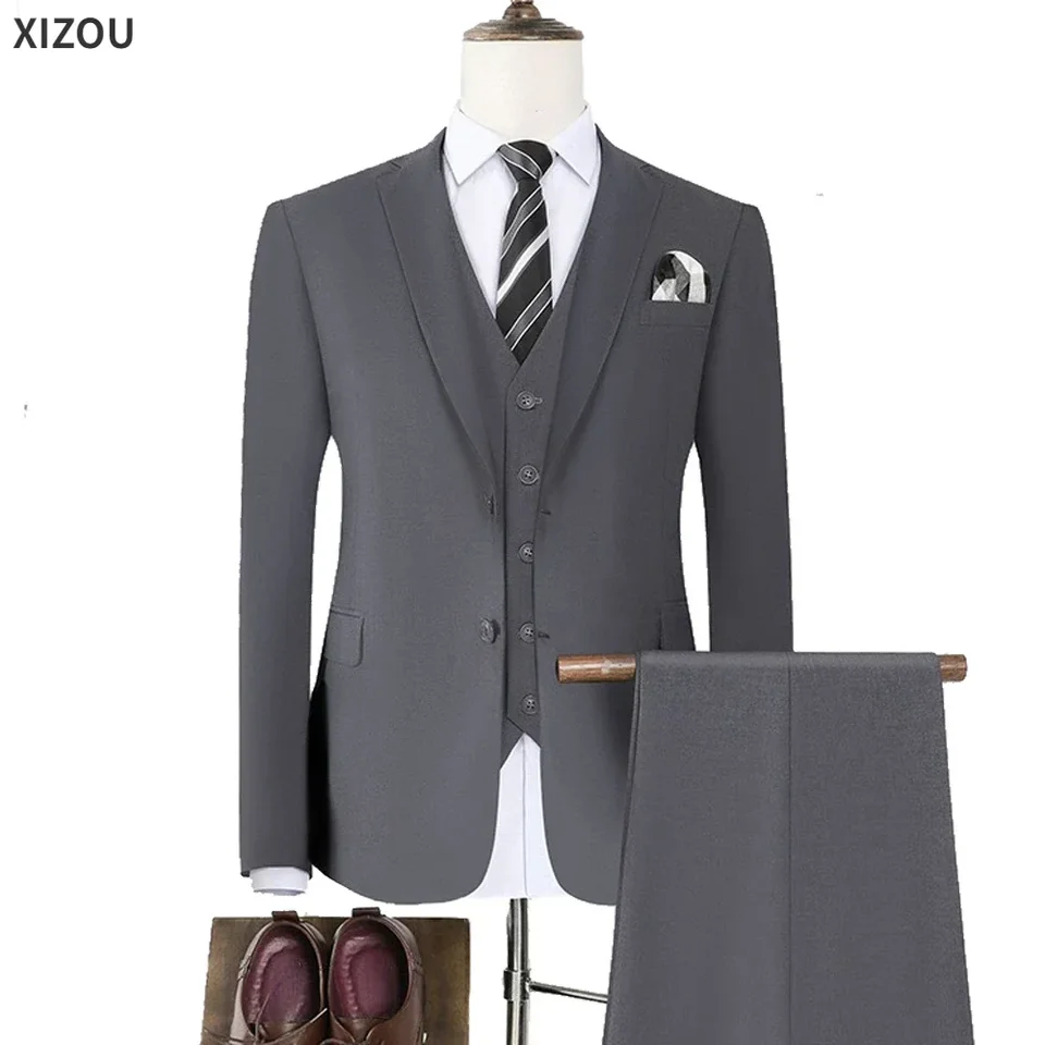 Svadobní muži oblečené vysokokvalitné 3 kusy 2 plné súpravy Elegantné bundy Groom Javes Vest Pants Luxury Blazers 2024 Formálne kostýmy pre dospelých