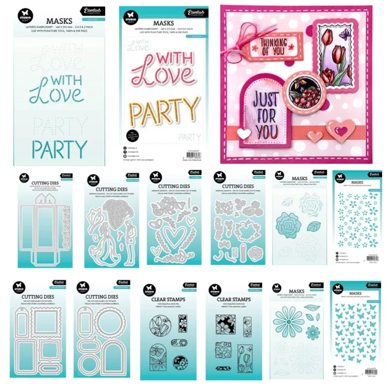 Svadobný pár jarné srdce obálka Love Hearts Flower Metal Cutting Dies Silikone Stamps Scrapbooking Stencil Photo album karta