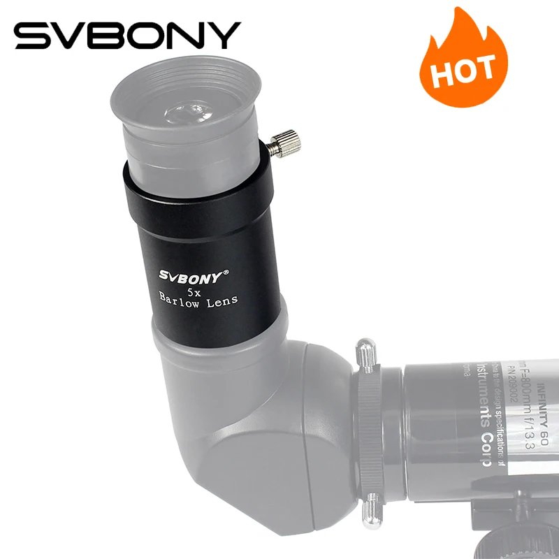SVBony 5X Barlow Lens 1,25 '' Eyepiece Metal Plne potiahnuté predlžovanie ohniskovej vzdialenosti pre profesionálny ďalekohľad
