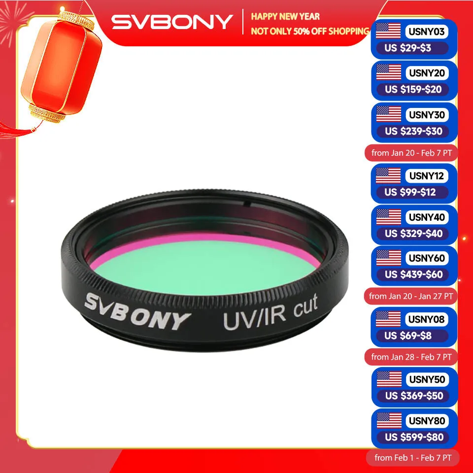 SVBony F9127B Teleskop filter UV IR Cut Filter 2 palcové závity Infra Red Filter CCD fotoaparát pre okuliare a astronomickú kameru