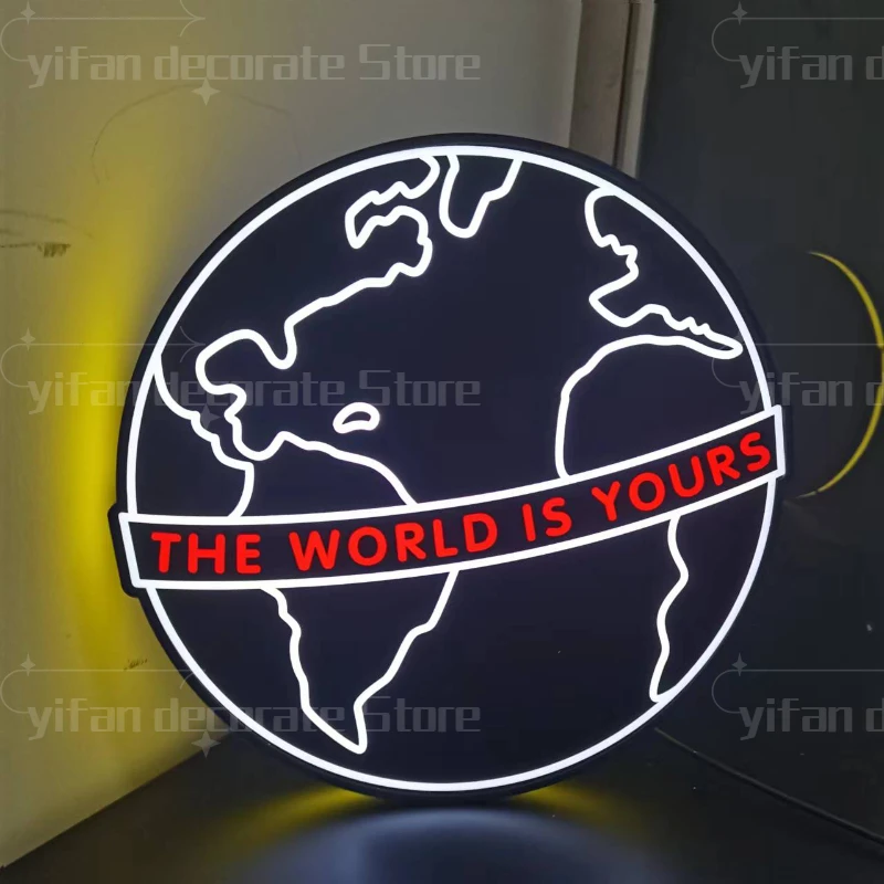 Svet je vaše logo LOG LED Darček 3D tlač Desktop Lightbox Vlastné steny dekor pre kino pre deti osvetlené herné svetlo