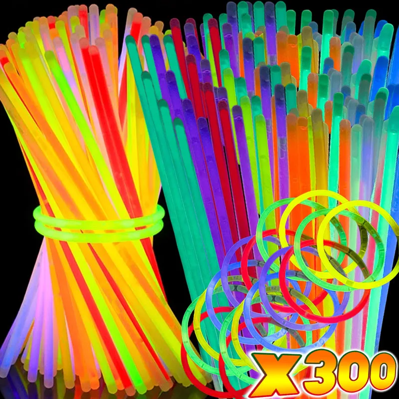 Svetelná farebná žiara tyčinky fluorescencia žiariace v tmavom náramku DIY náhrdelník Glowstick na narodeniny dekorácie svadobnej hostiny