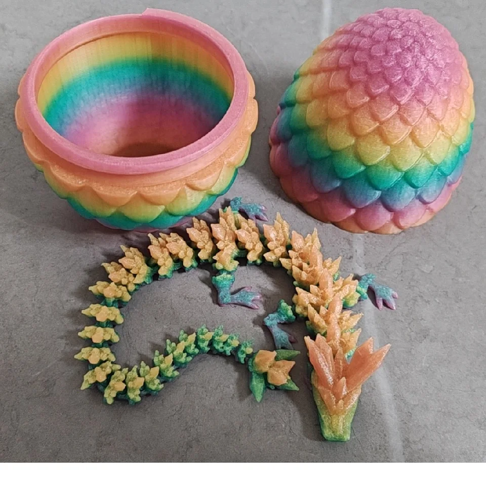 Svetelná hračka 3D tlačená draka žiara v tmavej dúhovej farbe Rotatovateľné kĺbové draky Domáce ozdoby