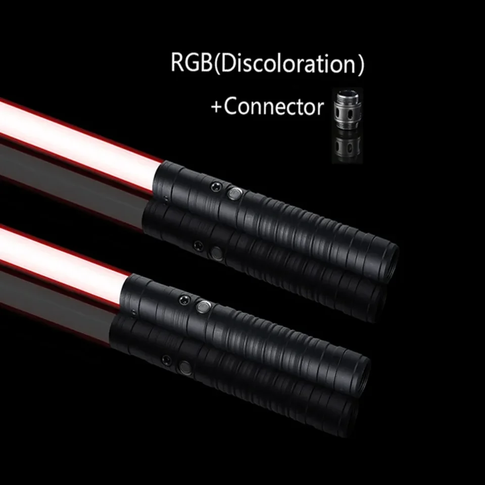 Svetelný meč RGB 7 Farby kovová rukoväť s dvojitým hranom Zmena ťažkých duelingov zvuk dva v jednom svetelnom šabľovom cosplay hračky