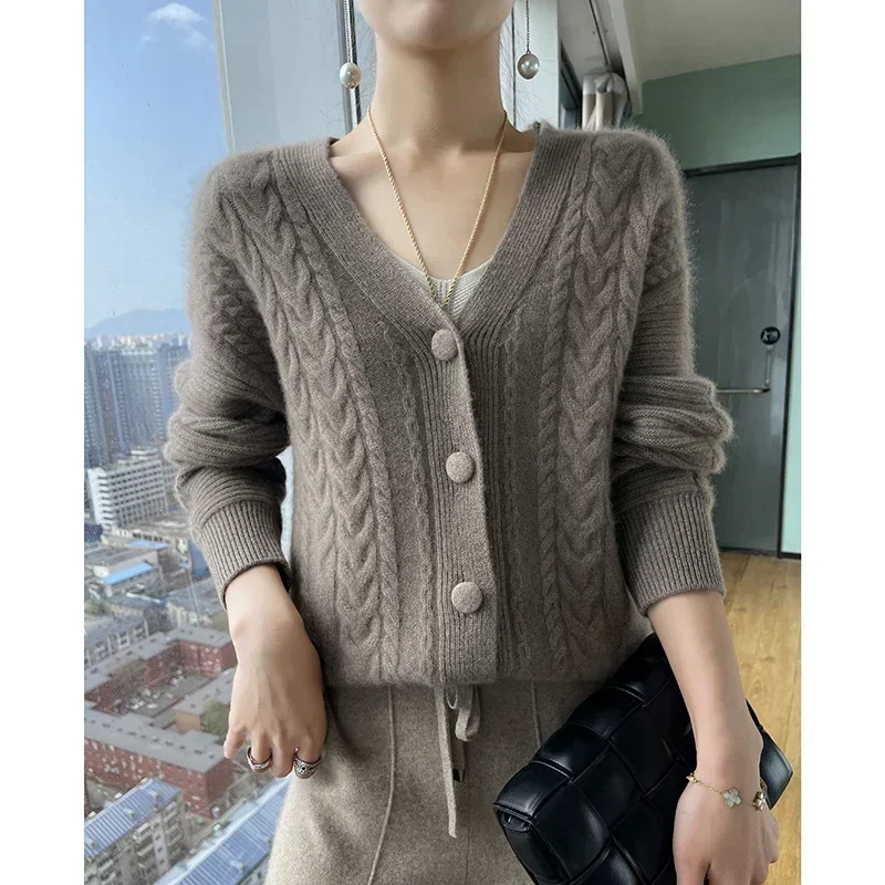 Sveter sveter Ženy hrubý sveter Cashmere 100% sveter tkanie kvetov voľné príležitostné dámske dámske dámske top mládežnícke dámske topy