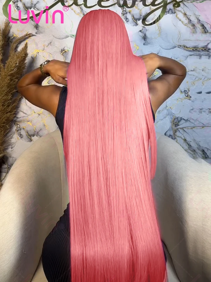 Svetlo ružová 100% ľudská parochňa Parochňa Heroght Bone Straight 13x6 HD Lace predné parochne zafarbené 13x4 čipkované čelné parochňu 200 hustoty Cosplay