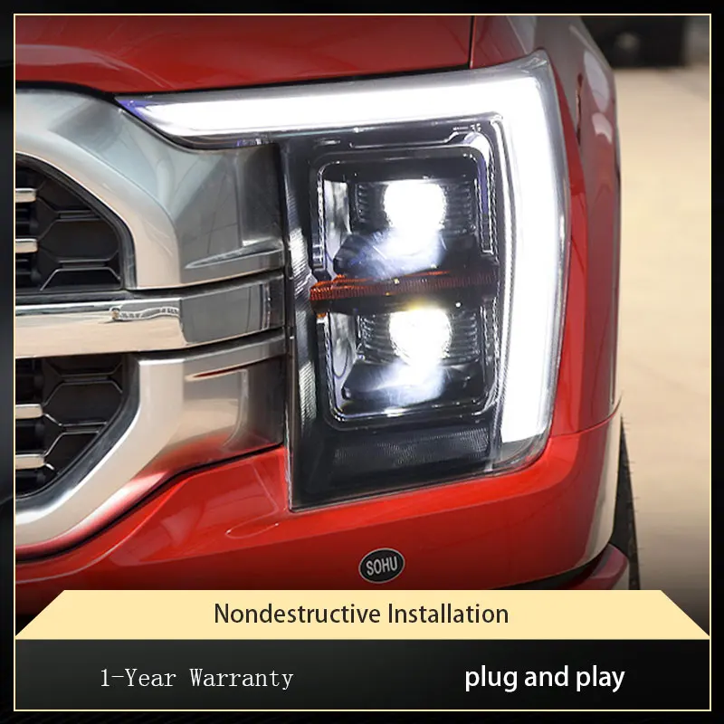Svetlomety pre Ford Raptor F150 F-150 2021 2022 2023 L v tvare osvetlenie Plné LED DRL DRL PREDNÁ LAMP PROJECTOR A CAR CAR
