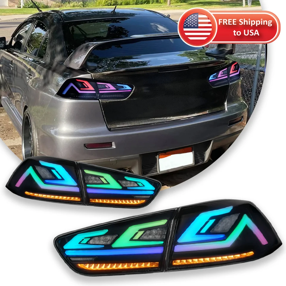 Svetlá auto LED RGB Taillights zostava pre Mitsubishi Lancer a Evo X 2008-2020