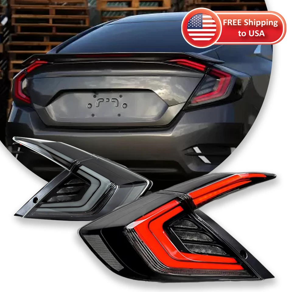 Svetlá automobilov pre Honda 10. Civic Taillight LED LED Zostava zadných žiaroviek 2016-2020 DYNAMICKÉ SIGNALY SKÚŠKY STRÁNKY