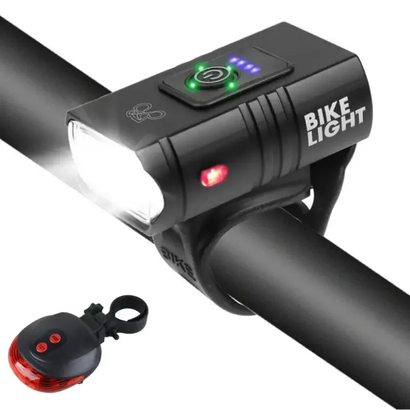 Svetlá LED bicykel predné svetlo s laserovým zadným zadkom USB nabíjateľné MTB Mountain Bicycle Lamp 1000lm Bicykel Svetlom svetlomet