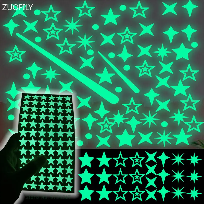 Svetlá mesačná hviezda Shooting Shooting Stars Strepky na nástenné nálepky pre detskú miestnosť Fluorescenčné domáce zvieratá GLOR GLOR V Temnom stropnom dekorácii