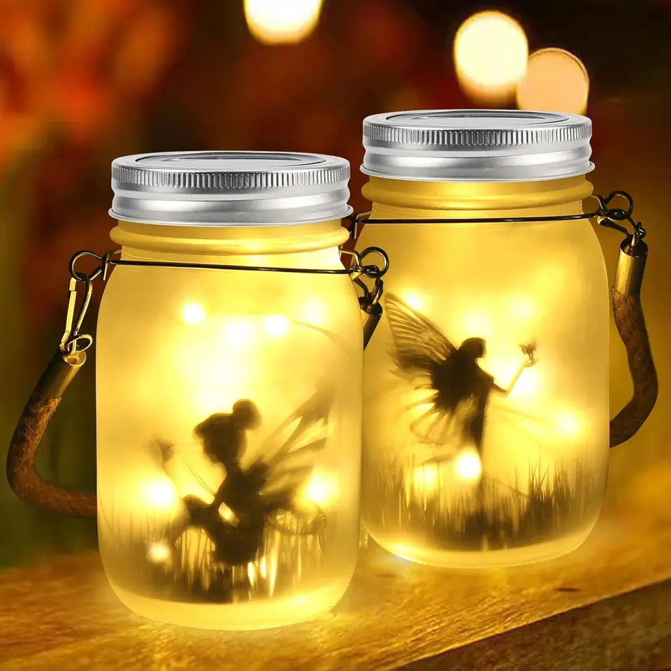 Svetlá murivo slnečné maximálne materské fľašové lampa vonkajšie lucerna LED rozprávka Firefly Jar String Light Courtyard Decoration Light