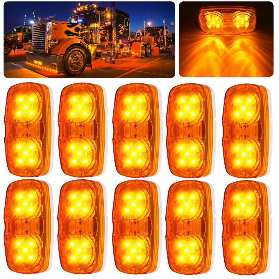 Svetlá prívesu LED LED Double Bullseye 12 LED bočné značkové svetlo indikátor povrchu Mount Taillights pre kamión RV Camper