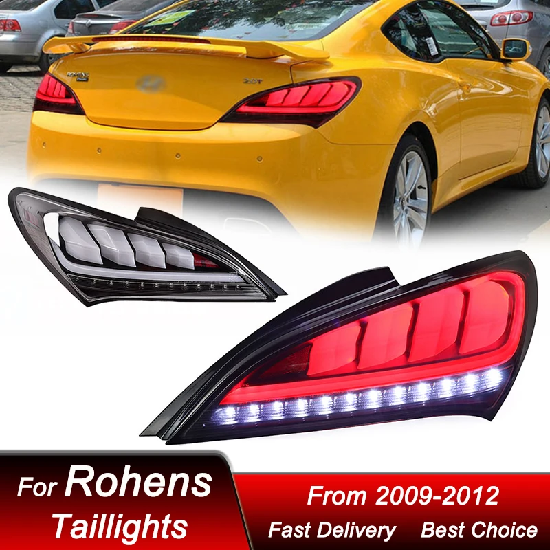 Svetlá zadných automobilov pre Hyundai Rohens Coupe 2009-2012 Nový štýl Plná LED Dynamic Signal Signal Light Light Tail Lamp zostava
