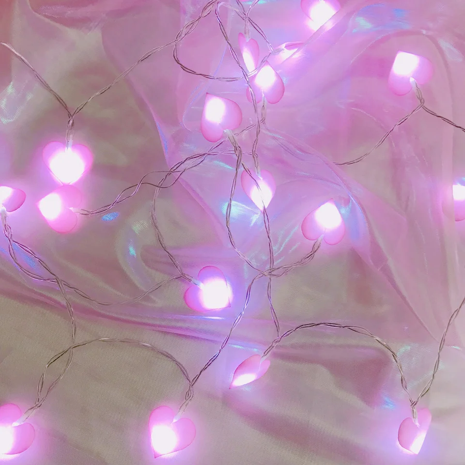 Svetlé reťazce ružového srdca 20 Struky LED žiarovky Poháňané pre fotografiu záhradná záhrada Decor Decor (Warm White)