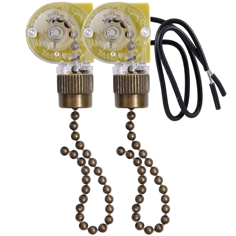 Svetlý spínač stropného ventilátora Zing Ear Ze-109 dvojvodičový spínač svetla s ťahovými káblami pre svietidlá svetlo žiaroviek 2ks bronz