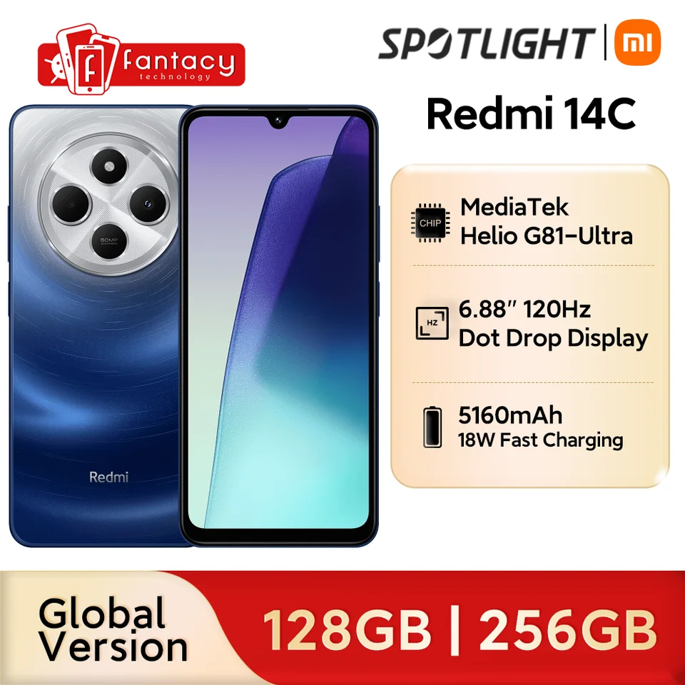 Svetová premiéra Xiaomi Redmi 14C Globálna verzia Ponorenie 6,88 '' 120Hz Displej 50MP AI Duálna kamera Masívna 5160 mAh batéria