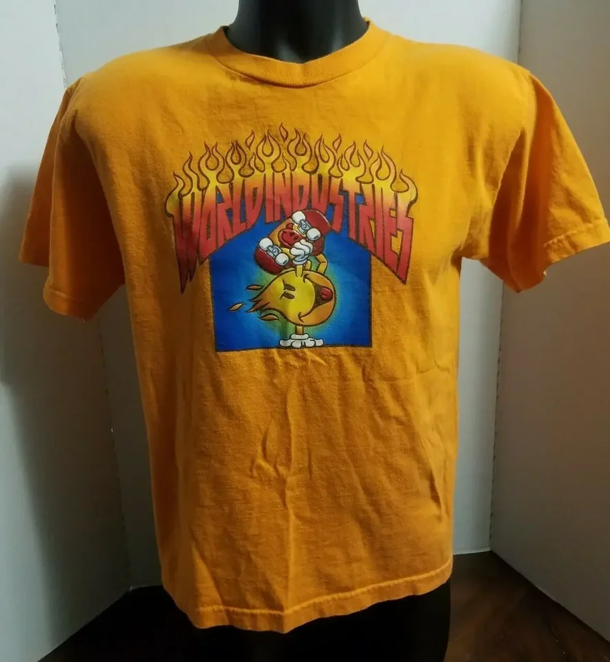 Svetové priemyselné priemyselné skateboardy USA Vintage 90. rokov Flame Boy Skate T tričko mládež xl