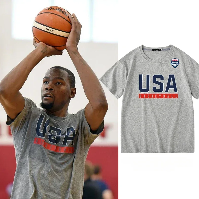 Svetový pohár basketbalové fanúšikovské tričko Tričko Pánske a dámske basketbalové bavlnené športové oblečenie pre americký tím All Star Summer