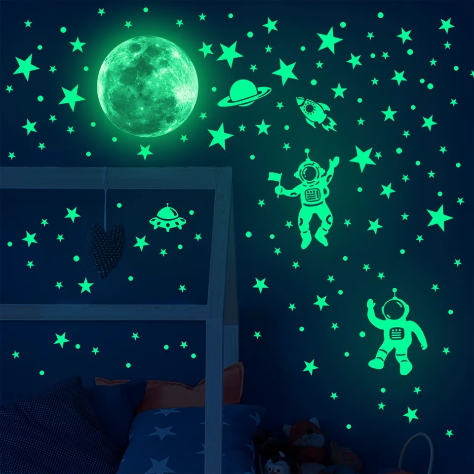 Svietiteľné nálepky na nástenné nálepky pre detskú izbu Spálňa Decor Glow In The Dark Earth Wall Decals