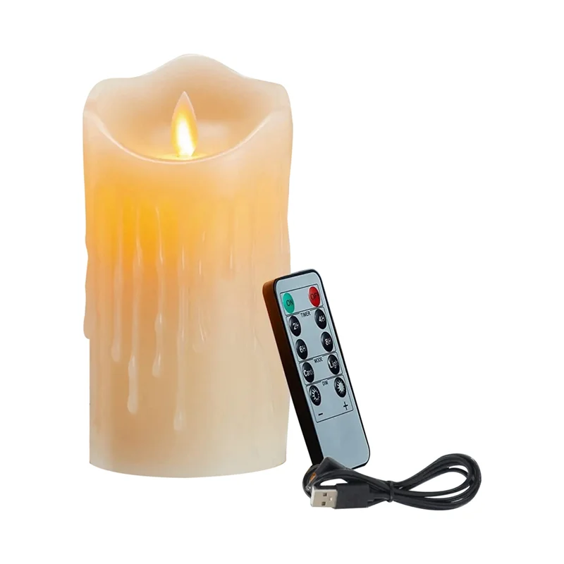 Sviečky LED, blikajúce plameňové sviečky, nabíjateľná sviečka, sviečky skutočného vosku s diaľkovým ovládaním, 10 cm