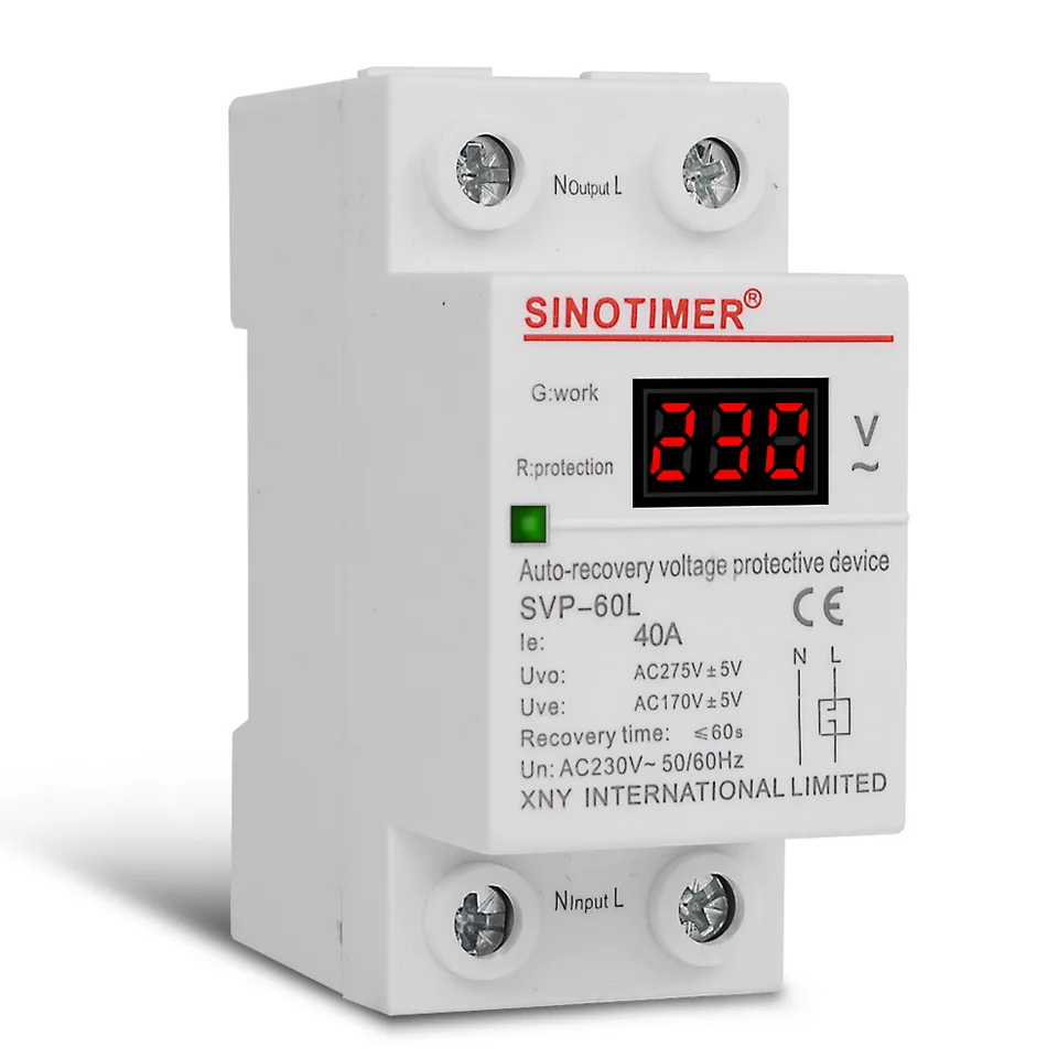 SVP-60L 230V AC 40A 63A Digitálny voltmeter displej Self Reseting Switch Switch 220V Prepätie a chránič podvzdušňovania