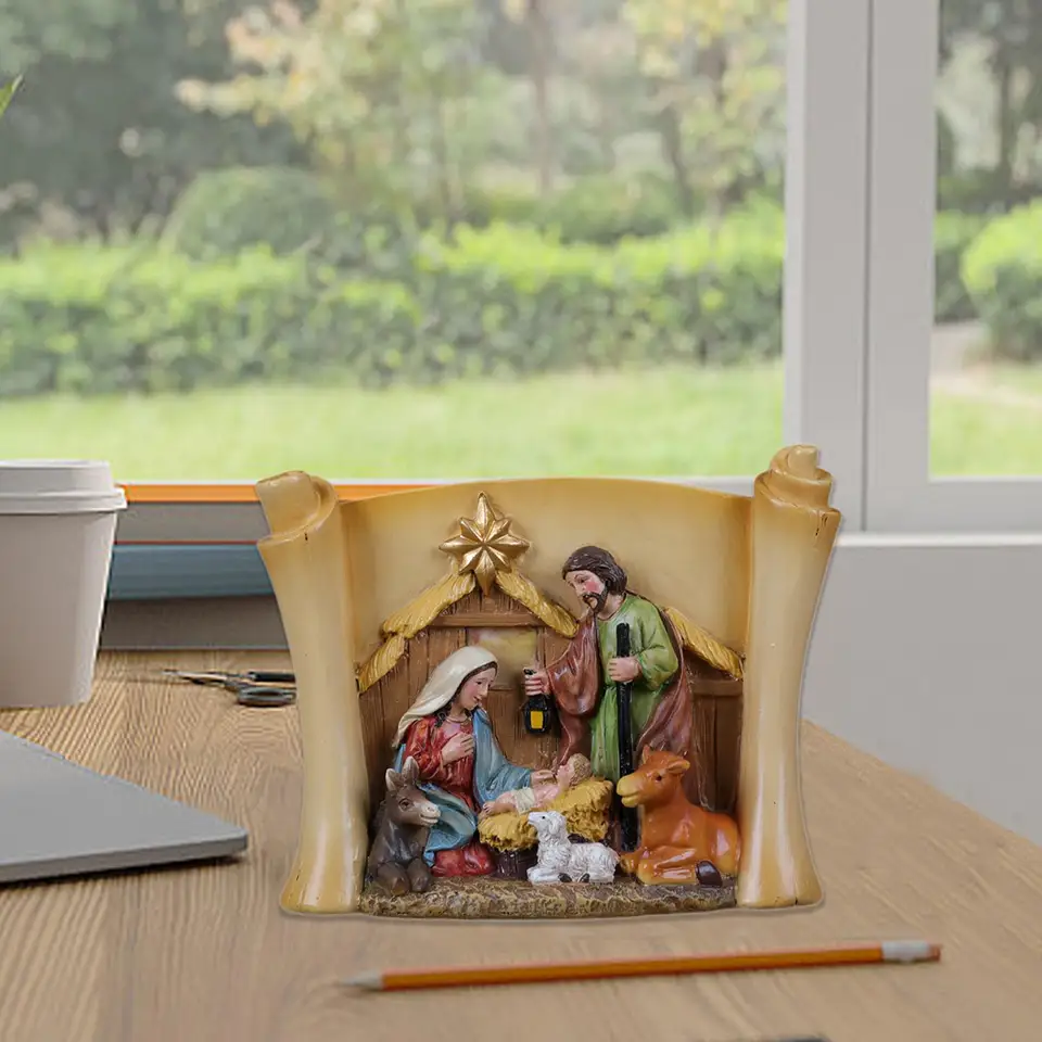 Svätá rodinná postava vianočná scéna Narodenie Ježiša Sochy Dekoratívne ľahké 14.2x4.5x11cm Živé ozdoba