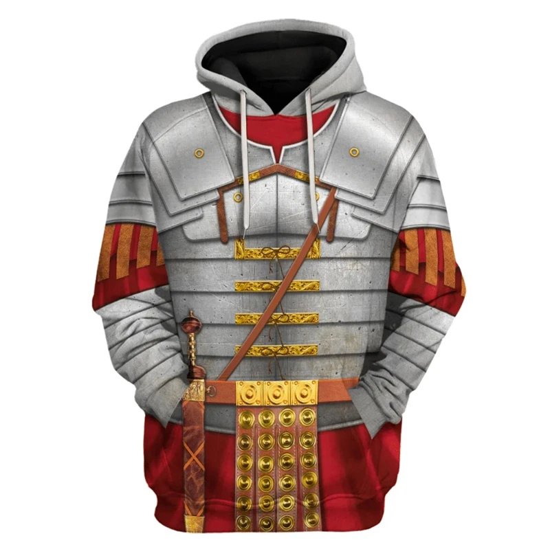 Sväté rímske ríše Knight cosplay 3D grafické mikiny pre mužov oblečenie Príležitostné pullové mikina s kapucňou vintage kapucňu