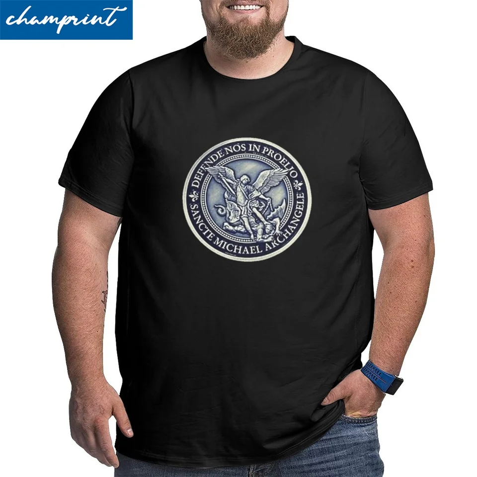 Svätý Michael Archangel Ortodox Tirts Men 100% bavlnené tričká Veľké vysoké tričká s krátkym rukávom Vrchy veľké 4xl 5xl 6xl