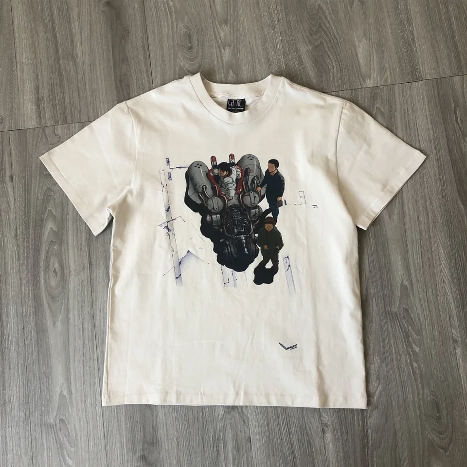 Svätý Michael Fashion Brand Streetwear Grafika Vytlačená vintage oblečenie voľné nadmerné nadmerné tričko Tops Tops pre mužov
