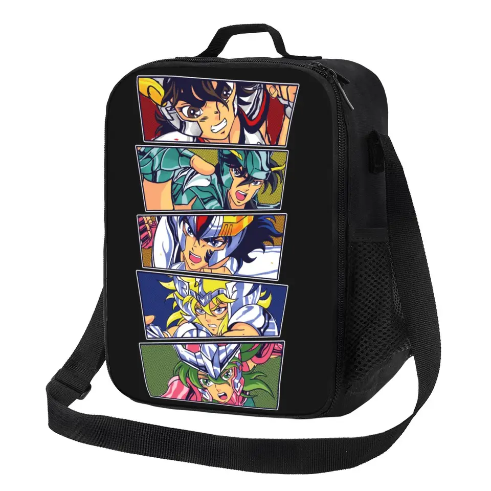 Svätý Seiya Termal Izolovaný obedový taška rytieri zodiac karikatúry manga obed tote školské deti skladovanie bento jedlá