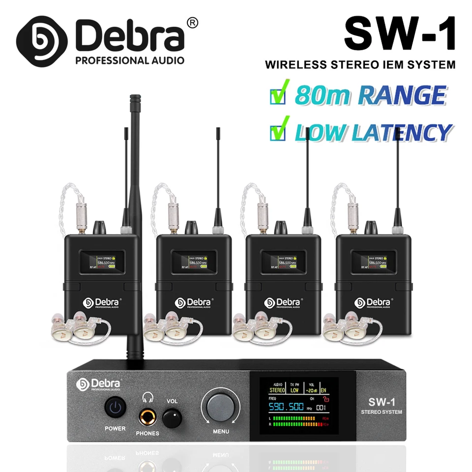 SW-1 Professional Stereo Wireless In-Ear Monitoring System, 590-599 MHz Stabilný prenos, pre štúdio, sledovanie javiska
