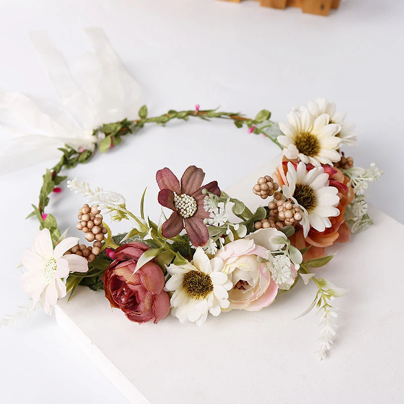 Sweet Flower Princess Headband pre ženy dievčatá Český štýl Hairband Svadobné svadobné družičky kvety Kovové doplnky