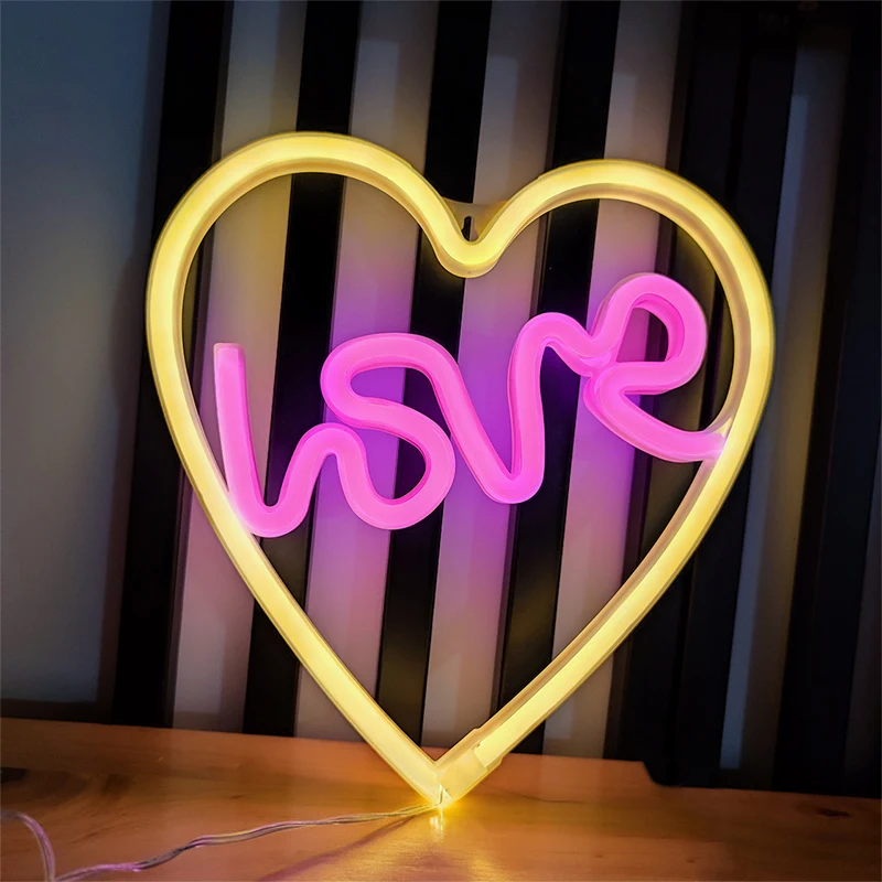 Sweet Love Neon Signs W Base, LED svetlo, osvetlenie atmosféry pre stenu, nočná lampa na narodeniny, svadobnú hostinu, Vianoce, milenec, dekor