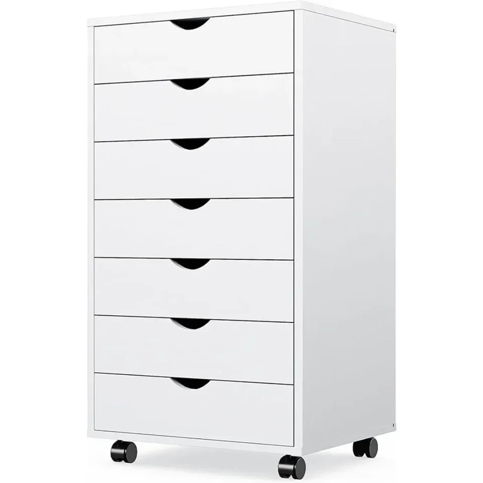 Sweetcrispy 7drawer hrudník - skladovacie skrinky komody Drevené komody biela mobilná skrinka s kolesami organizátorom miestnosti