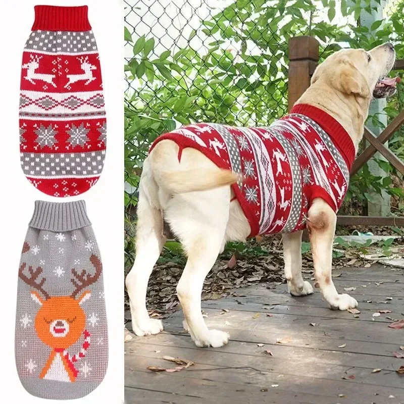 Sweoky Sweaters Winter pletenie domácich miláčikov pre stredne veľkých psov Vianoce Elk Big Dog Clothes Labrador Pullovs kostým