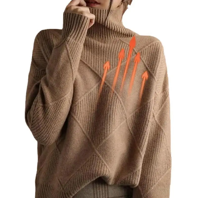 Swerleneck Sweater s dlhým rukávom s vysokým rukávom s vysokým rukávom Sweár voľný farebný plech