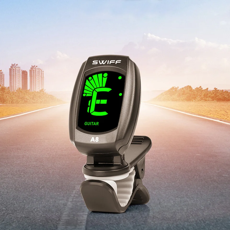 Swiff Guitar Tuner Presná tunerová farba Blacklight Jednoduchý klip na akustickej gitare tunera, basy, husle, ukuletuner A8