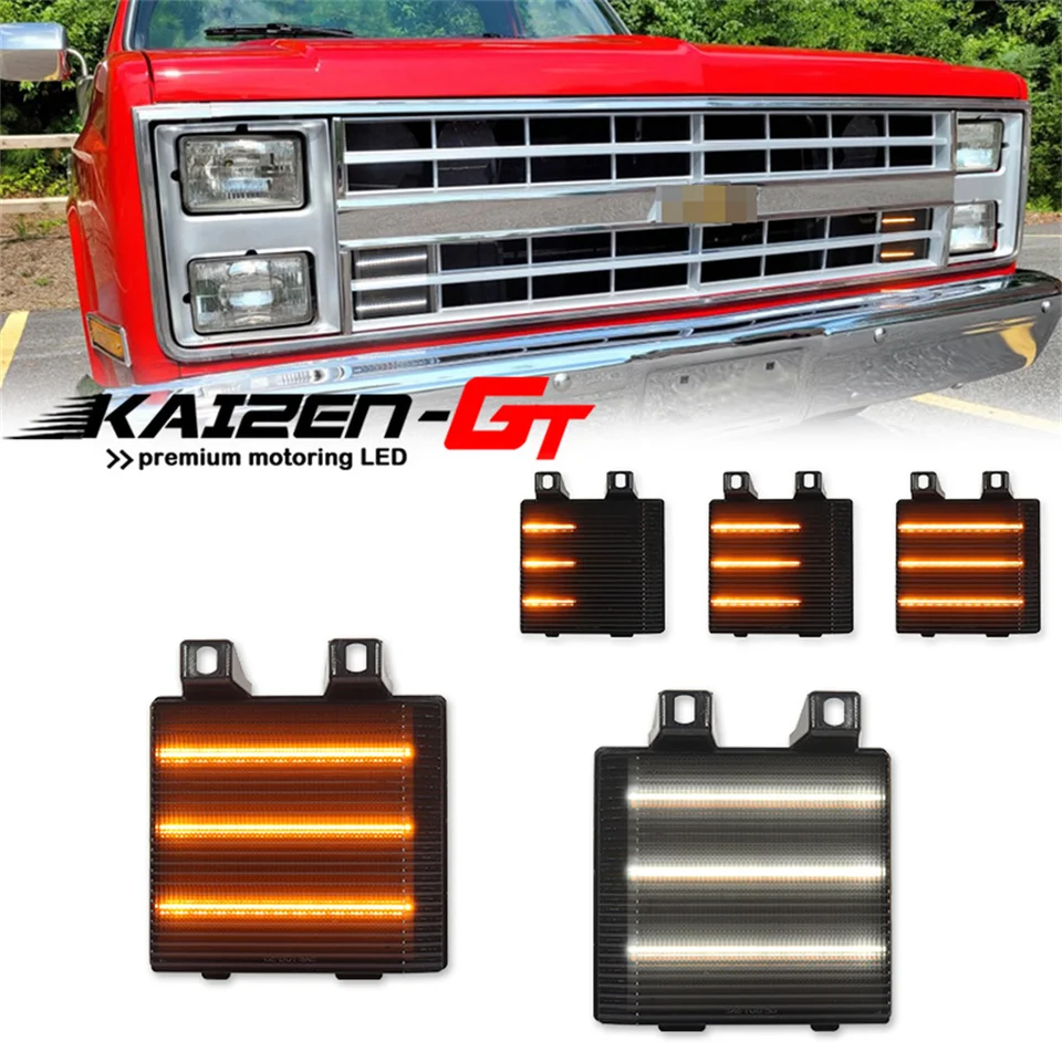 Switchback LED Amber Amber Front Bumper Turn Sigight Svetla s bielym DRL pre Chevrolet Blazer C10 C20 C30 K10 pre GMC C1500 C2500 C3500