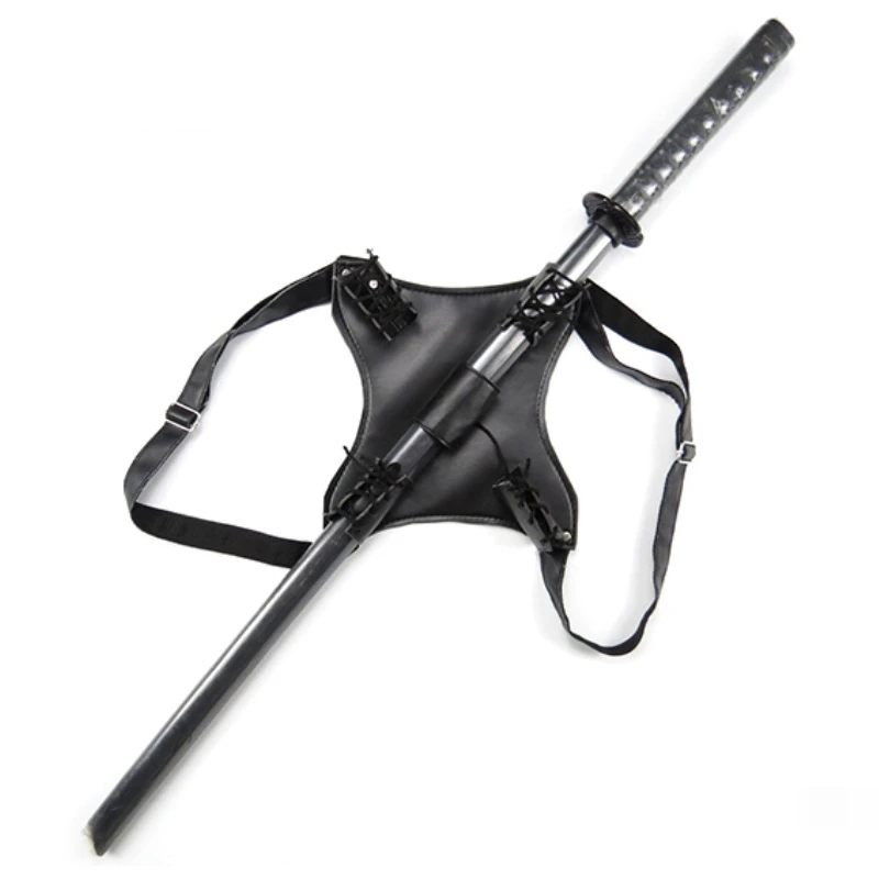Sword Pocbard PU koža Zhromažďovať pásový meč drží kožený remienok trojstupňový pás meč, puzdro Ninja zbraň vybavenie prop Holst