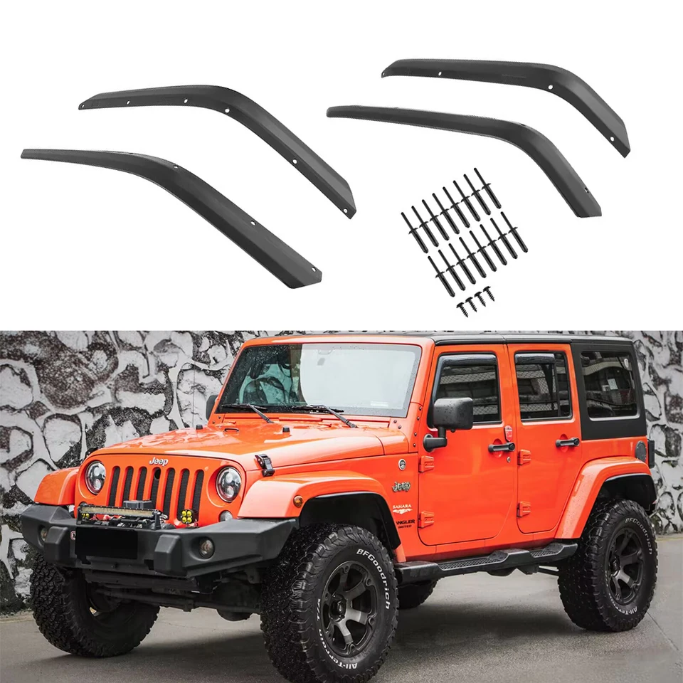 SXMA J401 Origina Fenders Fenders Fender Fender Fender Extension 2024 Rozšírenie ABS Black 4ks pre Jeep Wrangler JK 07-17